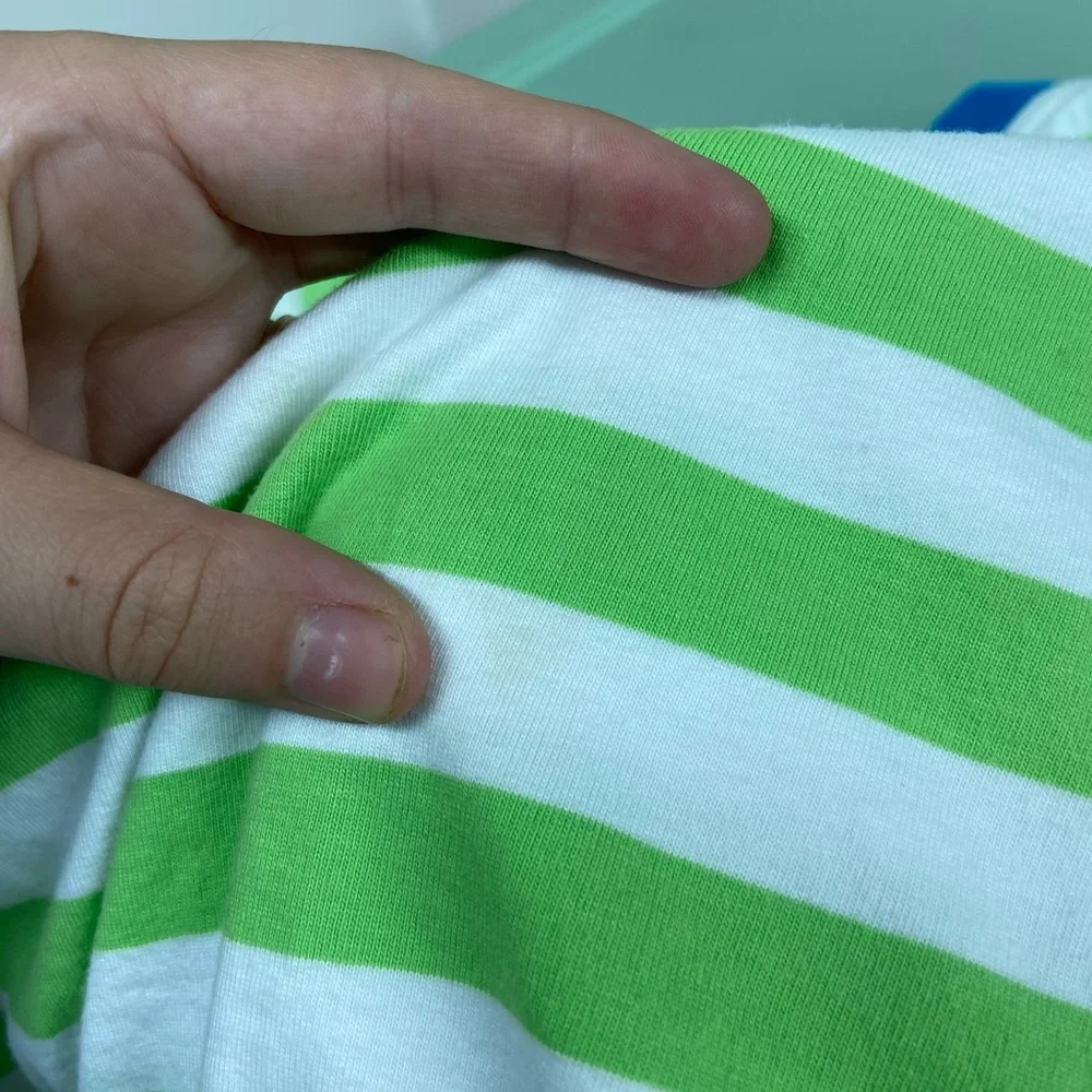 Vintage GUESS Los Angeles men’s green white striped embroidered casual‎ shirt L - Picture 8 of 9